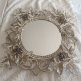 Wrought iron mirror. Grape leaf decoration.