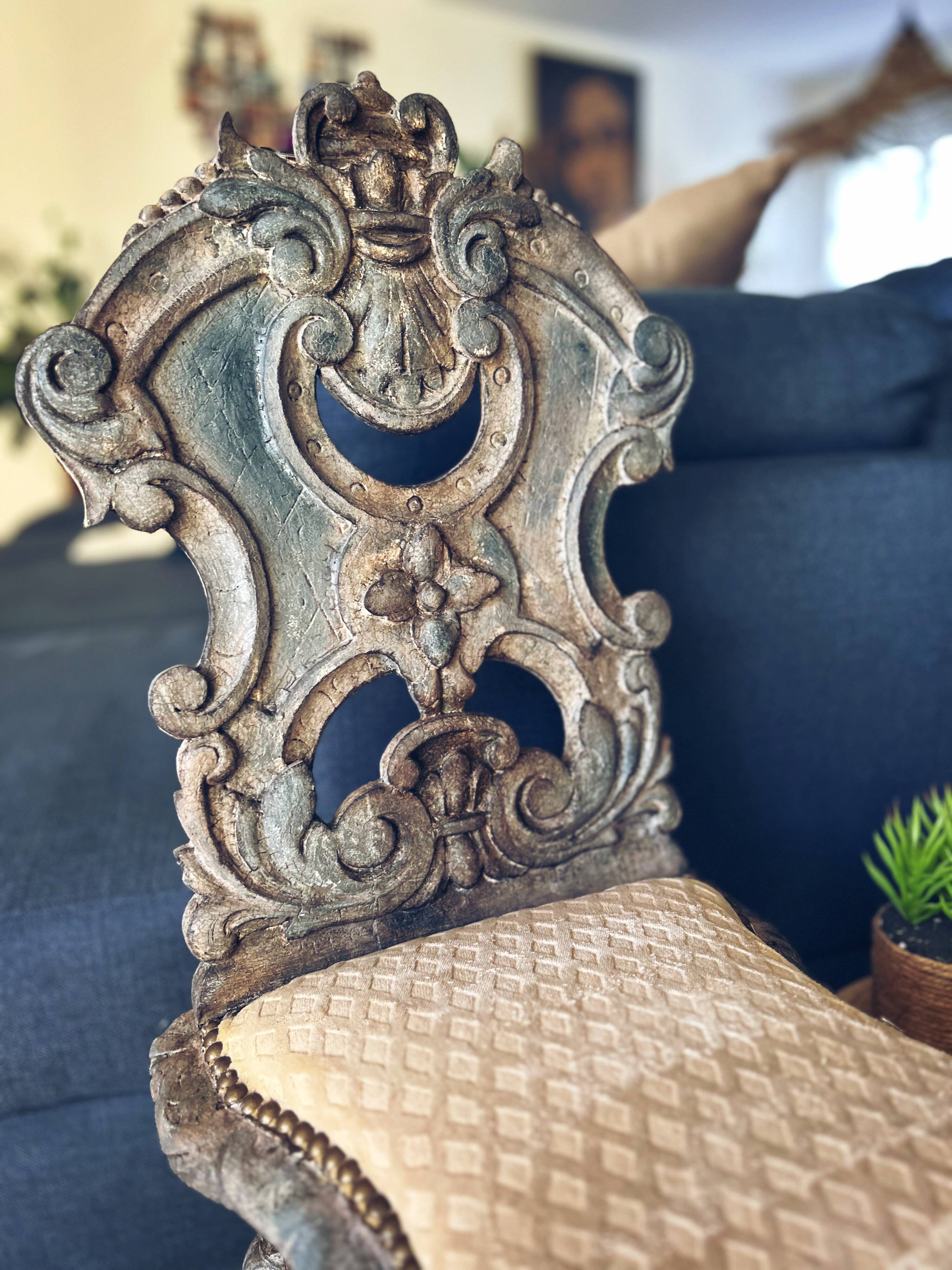 Pair of Louis XIII style chairs in patinated solid oak – piece
