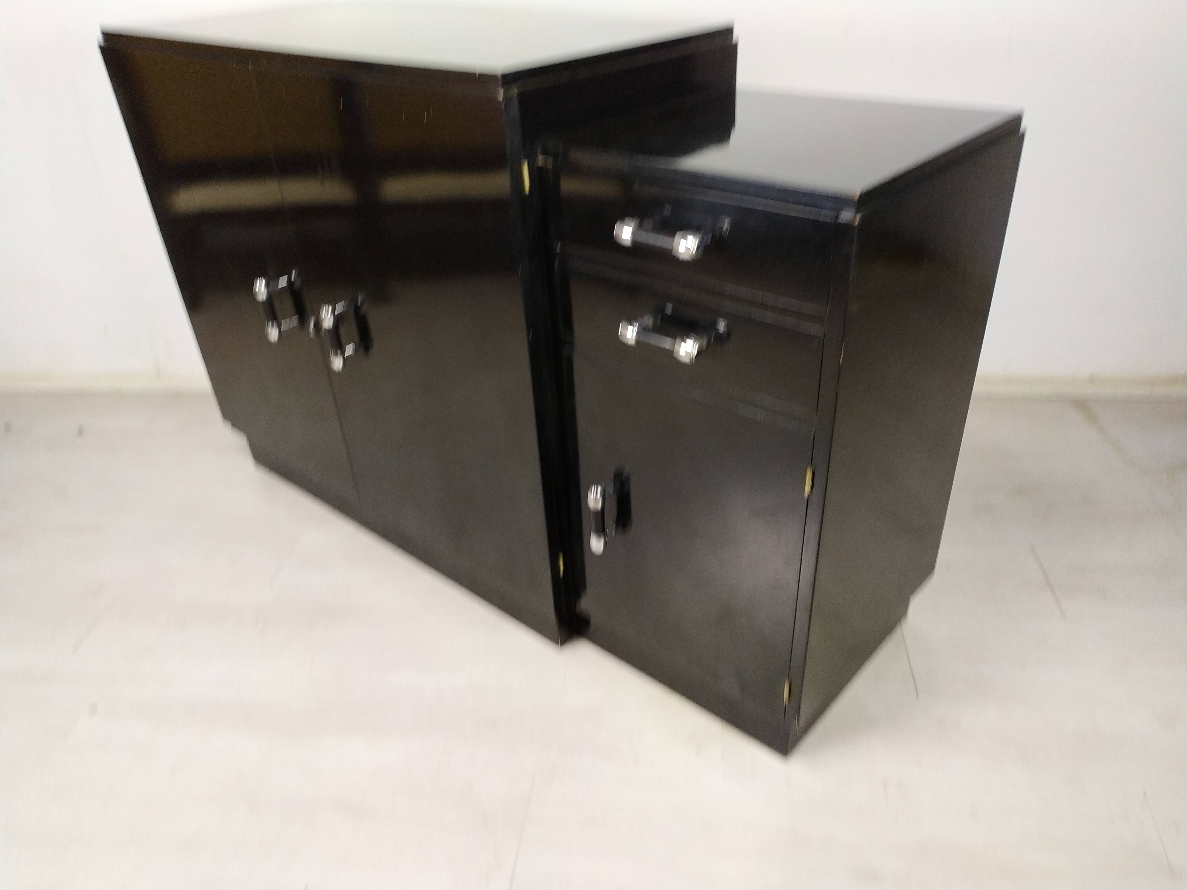 Modernist art deco black lacquered buffet