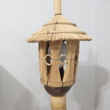 Floor lamp in rattan and vintage bamboo