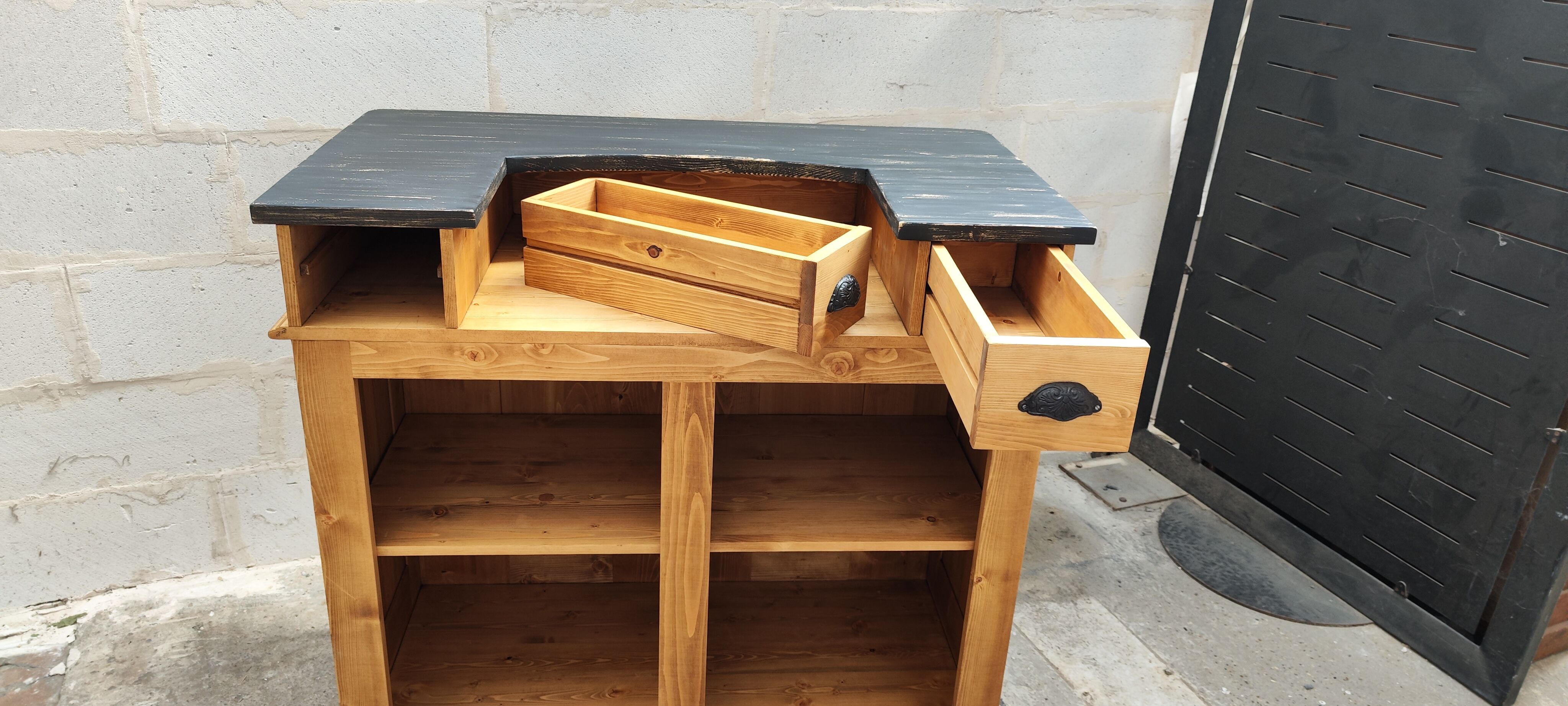 Waxed pine counter bar crate furniture trade