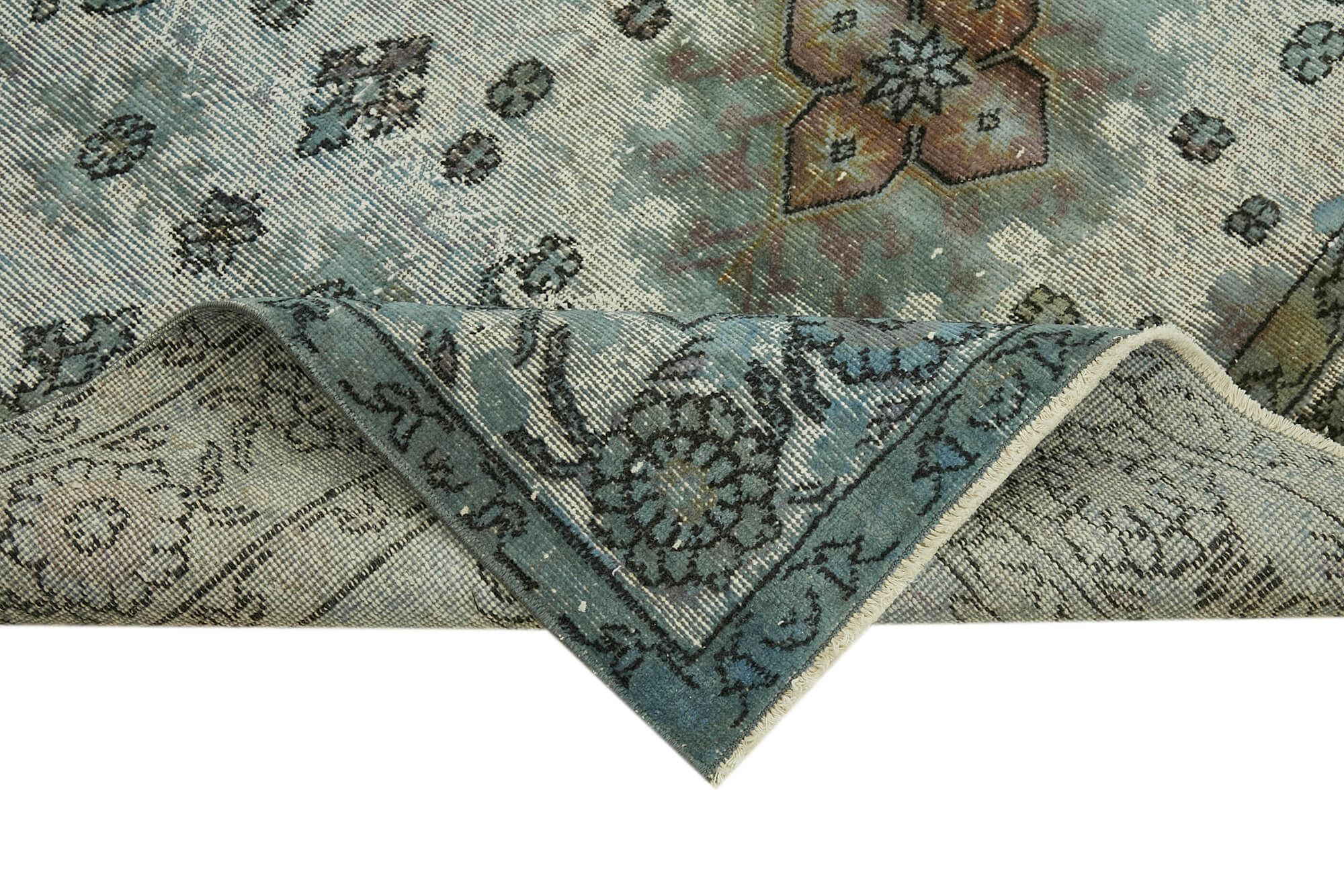 Handmade Hi-Low Pile Oriental 1980s 175 cm x 286 cm Blue Rug