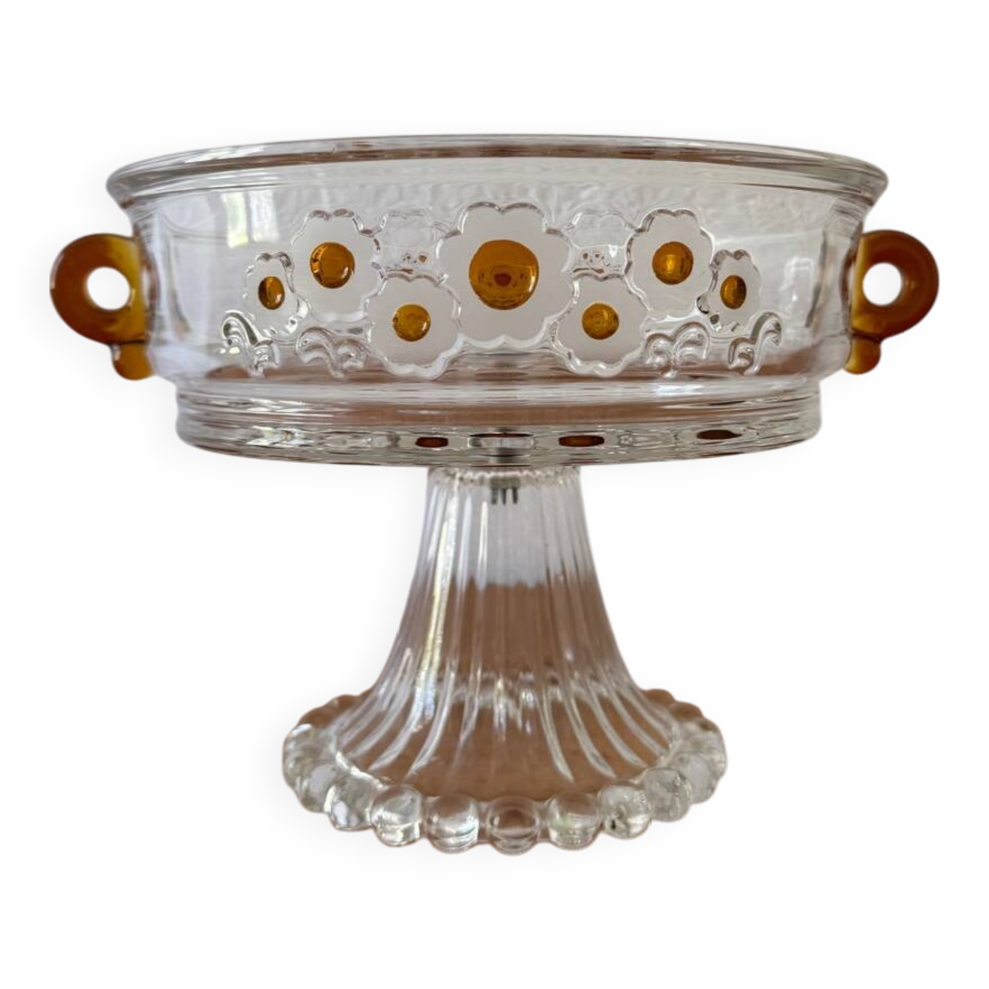 60s crystal glass footed bowl