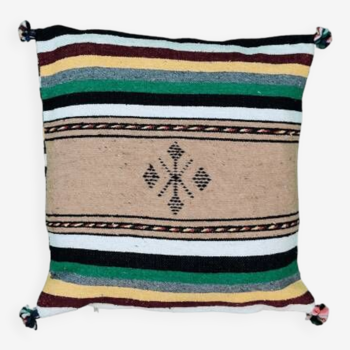 Berber folkloric green cushion with pompom