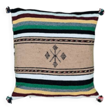 Coussin berbère folklorique vert à pompon