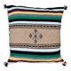 Berber folk cushion in green with pompom.