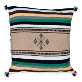 Coussin berbère folklorique vert à pompon