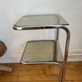 Metal and smoked glass side table, 1970