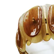 Midmodern Style Italian Brass Pendant Lamp, Brown And Beige Murano Glass