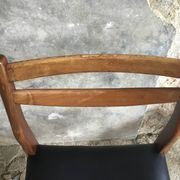 Pair of Scandinavian chairs Ameublement NF black imitation leather and teak - 1960