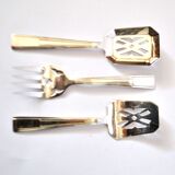 Set of 3 modernist 1950s dessert cutlery in silver by RENEKA.