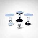 Hand crafted side tables of ceramic and marble in memphis style by casalto