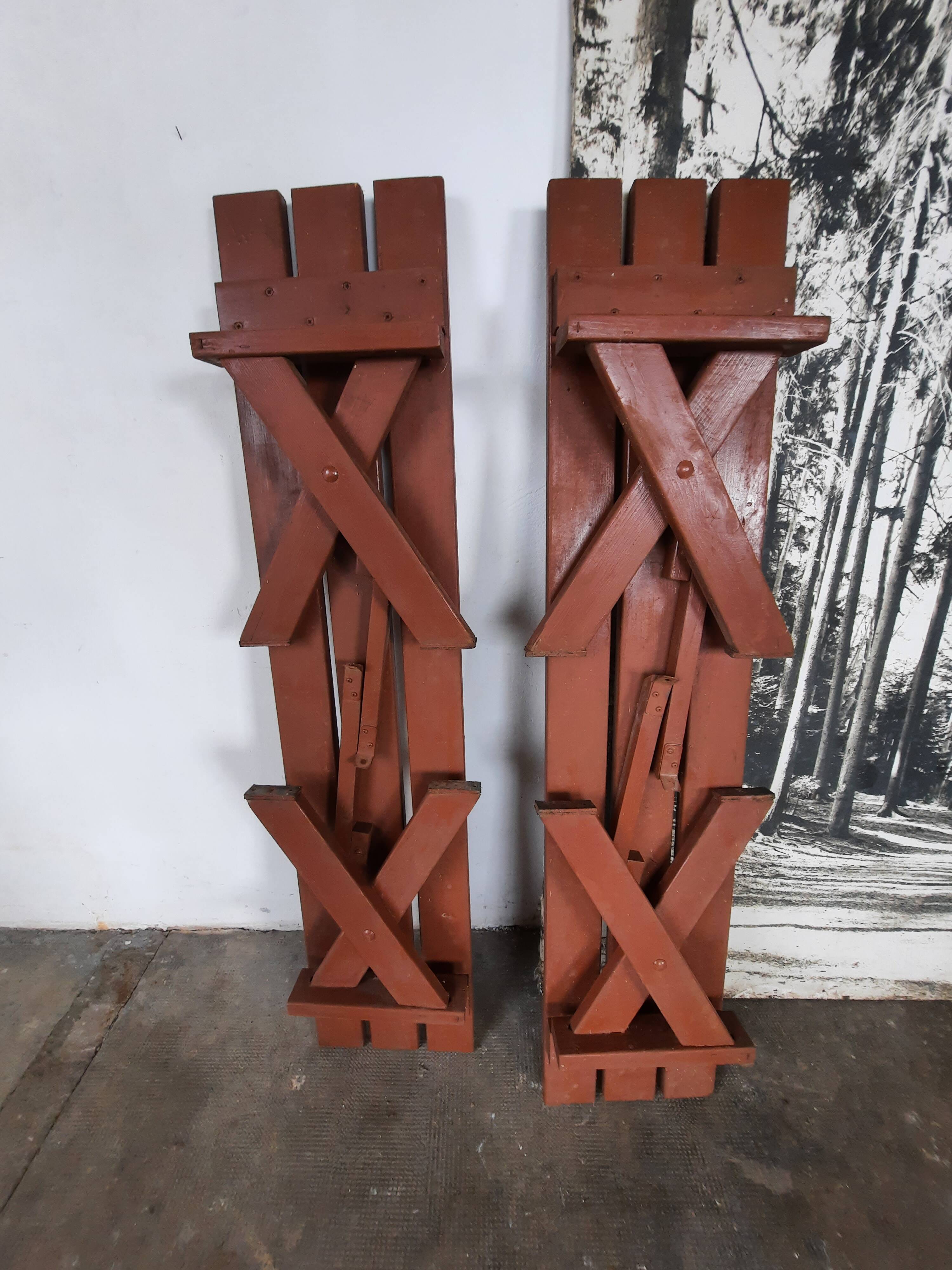 Paire de bancs pliant de  jardin  en bois