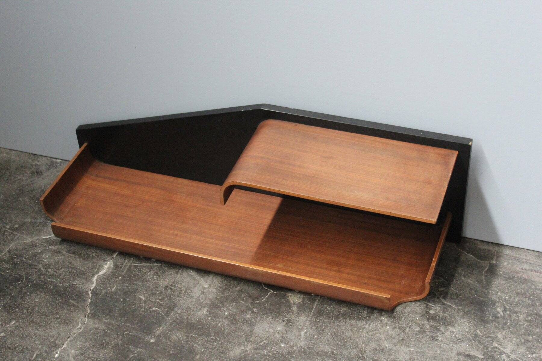 Small Mid-Century Shelf in Rosewood and Black Laminate, 1960s