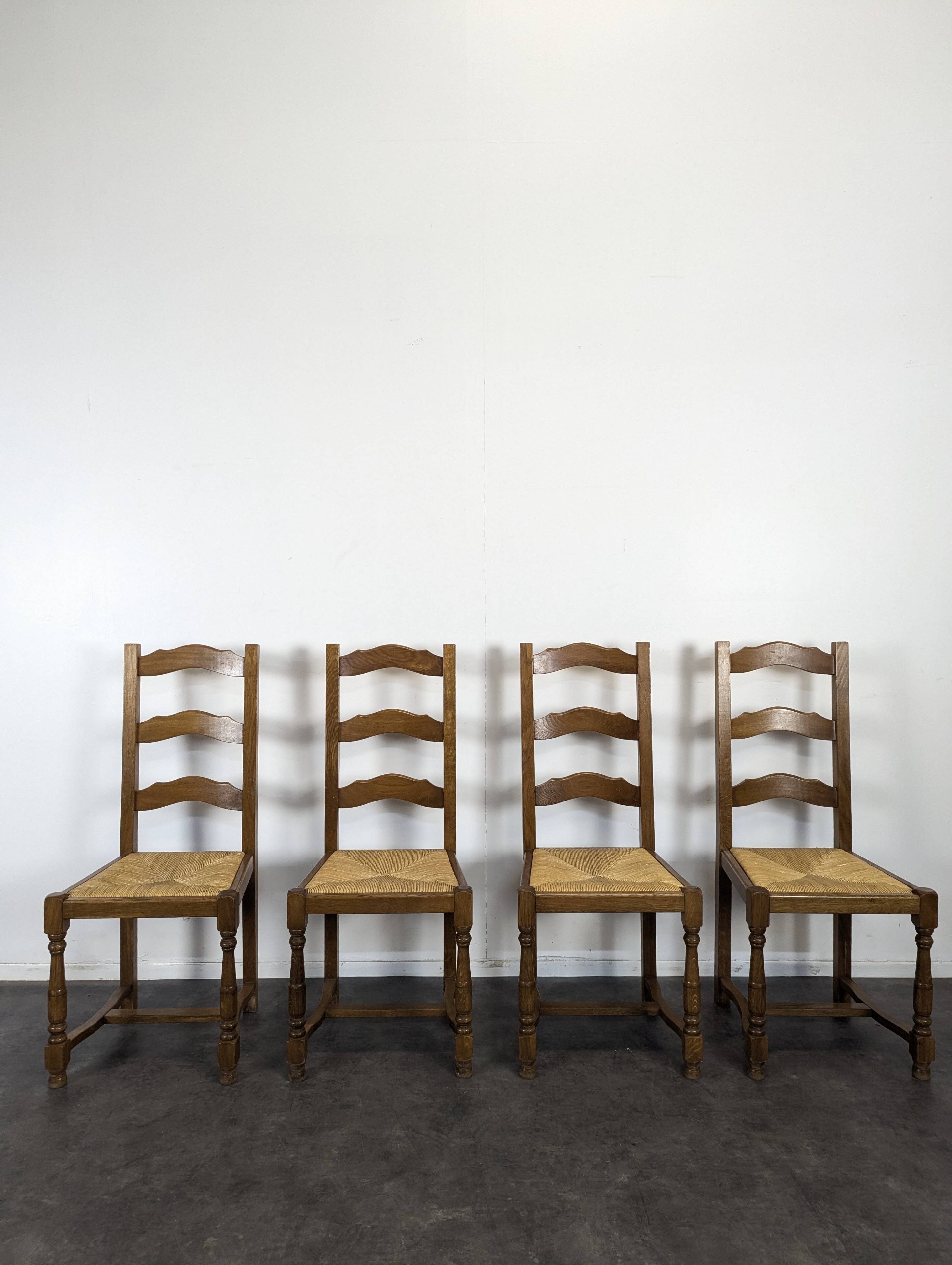 Set of 4 rush-seated chairs