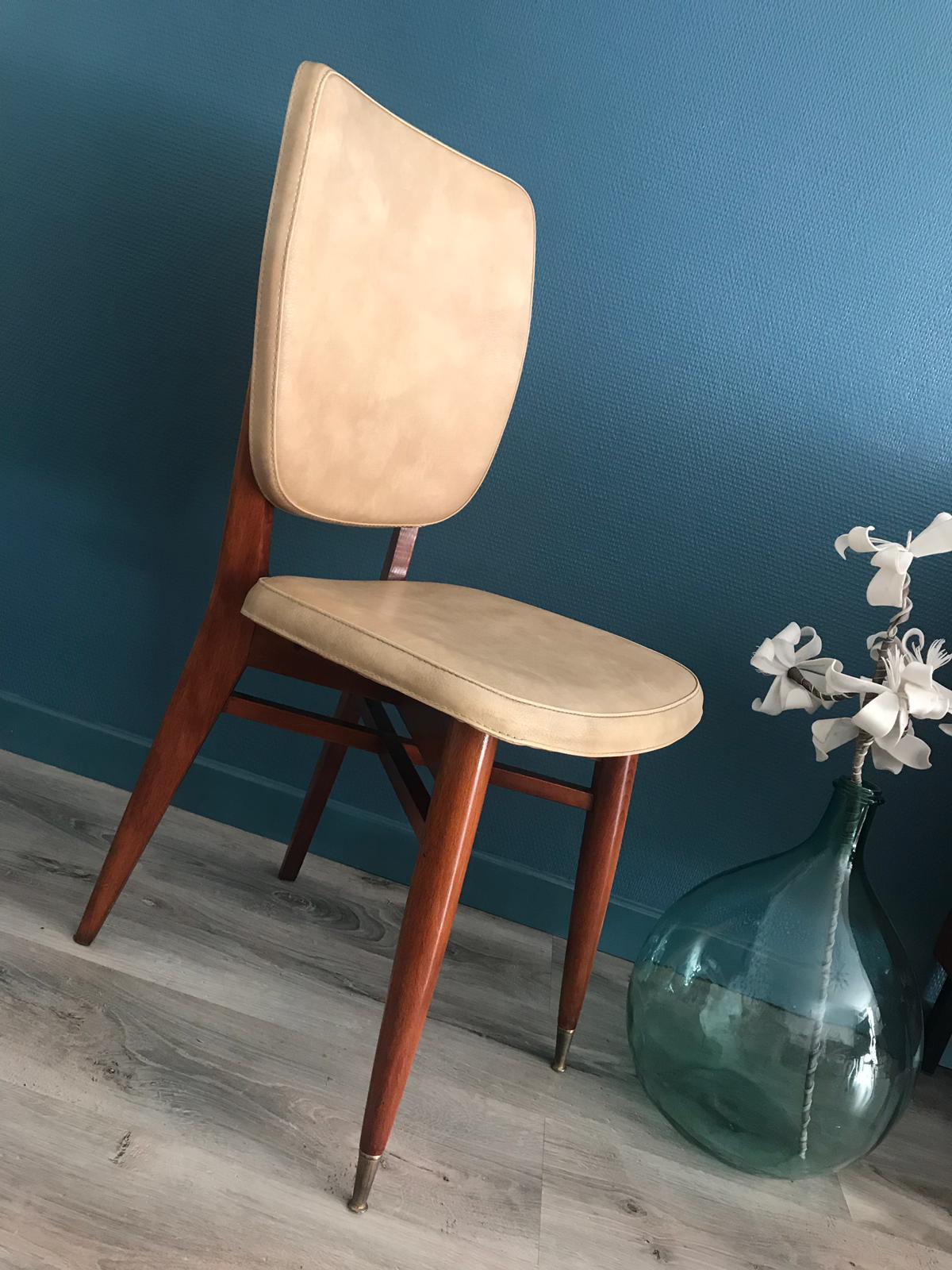Set de 5 chaises aux pieds compas scandinave vintage 1960