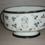 Painted porcelain planter and pot signed P. AGIN