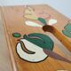 Vintage Hand-Painted Wooden Footstool: Yugoslavian Folk Art Decor