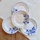 4 vintage ironstone dessert plates Digoin Sarreguemines Hubert blue