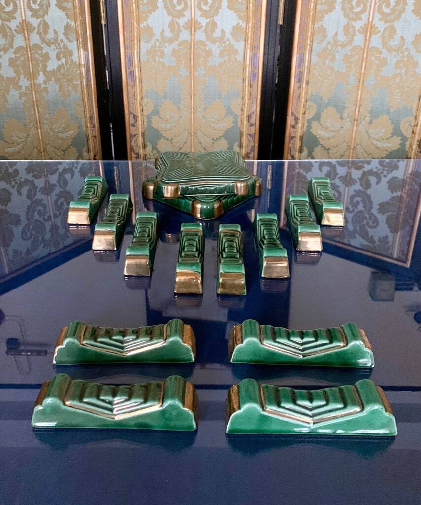 Knife holder + Art Deco bottle coaster