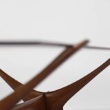 Vintage Mid-Century Scandinavian Modern Glass & Walnut Condor Coffee Table