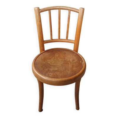 Ancienne chaise enfant Fischel décor Colombine