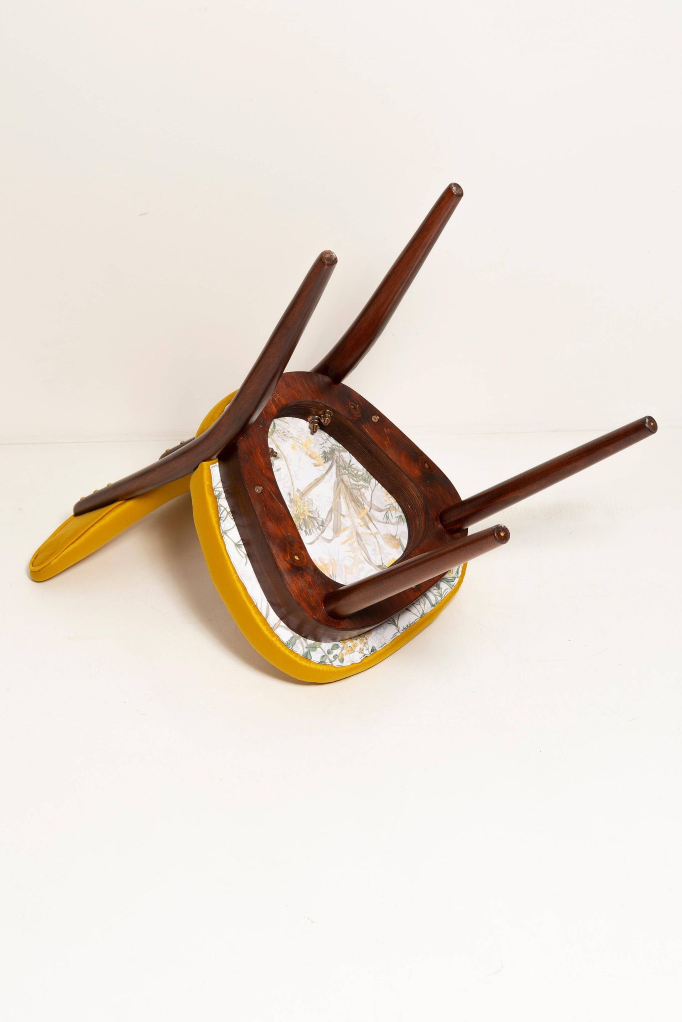 Midcentury Heart Chair in Yellow Satin Dedar Gildo Fabric, Europe, 1960s