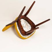 Midcentury Heart Chair in Yellow Satin Dedar Gildo Fabric, Europe, 1960s