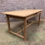 Old farm table in raw oak