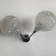 Applique murale double et globe en verre ciselé pointe de diamant, 1960