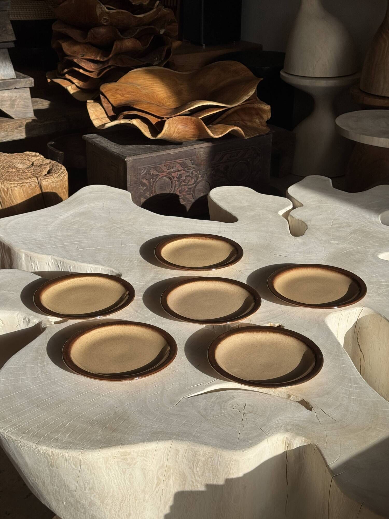 Set of 6 small stoneware dessert plates, Oxford brand, made in Brazil