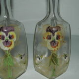 lot of 2 art-New enamelled bottles around 1900 water carafes for absinthe