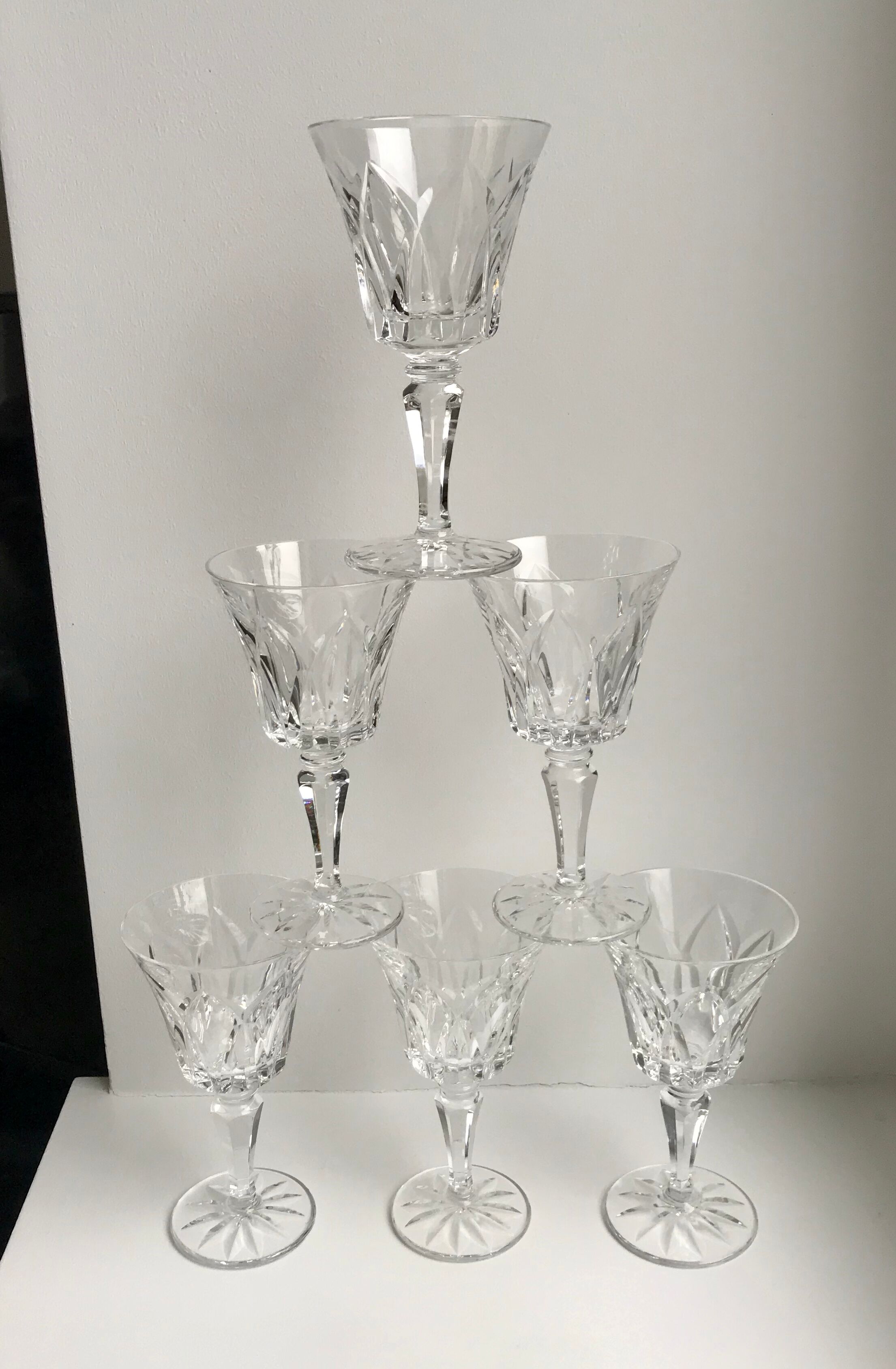 Set of 6 crystal wine glasses 50s
