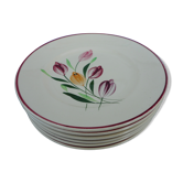 Lot de six assiettes décor Tulipes "Longchamp"