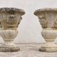 Pair of garden vases in reconstituted stone, Médicis shape, patinated.