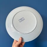 Set of 3 Sarreguemines mimosa blue vintage earthenware flat plates