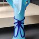 Large Murano Vase Floral Design, Opaline. Relief Ribbon Bow Decor
