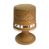 Rattan wicker mushroom table lamp, 1960s-1970s