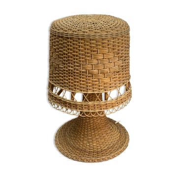 Rattan wicker mushroom table lamp, 1960s-1970s