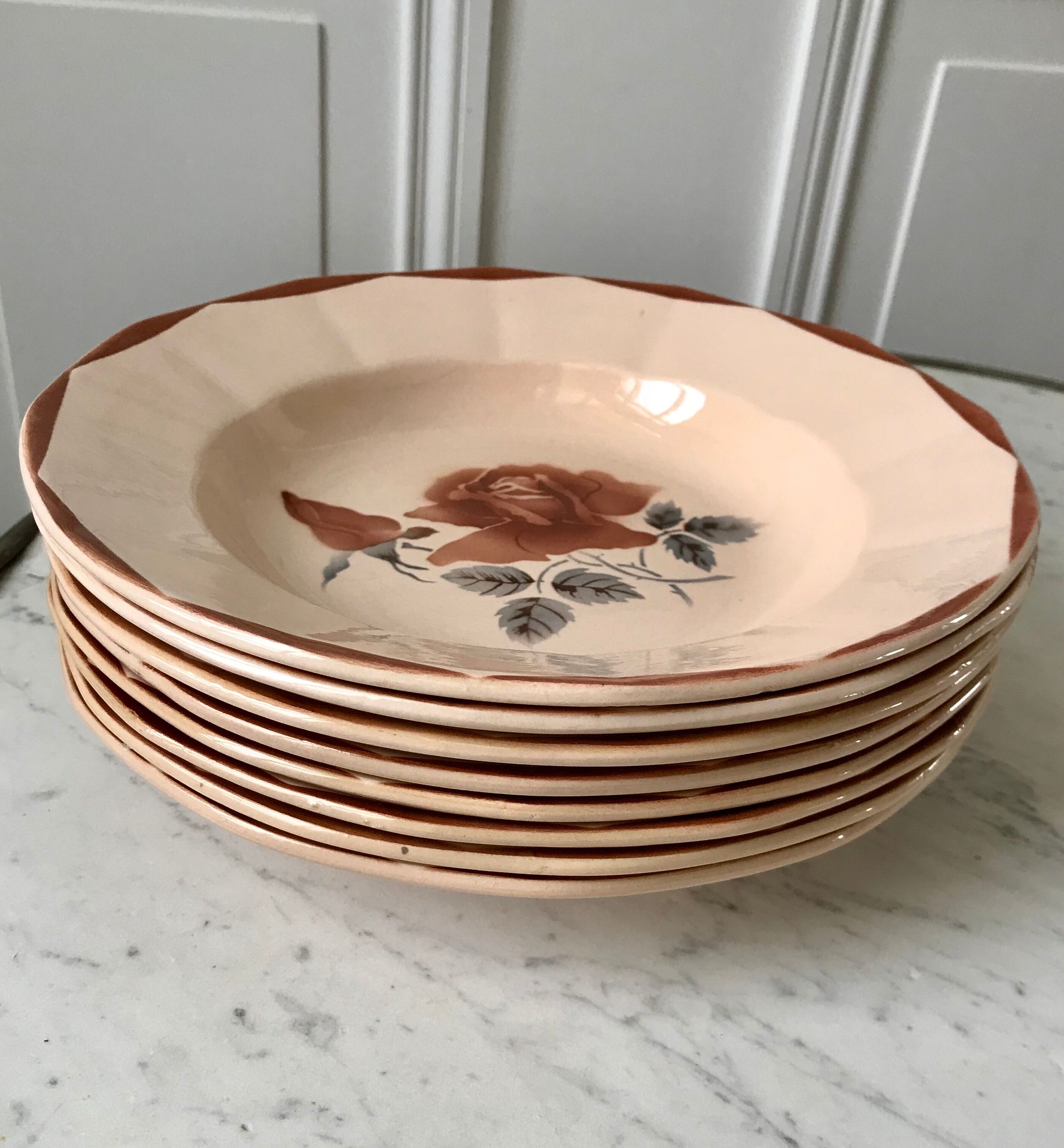 Set of 8 hollow plates Digoin Sarreguemines years 30-40