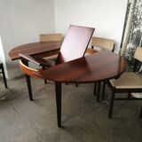 Table ronde, extensible en palissandre, rallonge papillon
