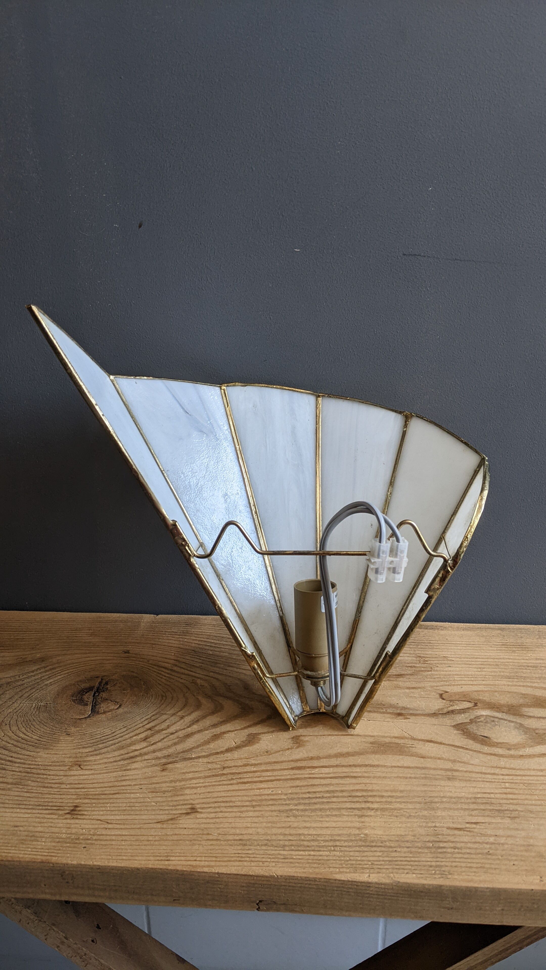 Wall lamp fan mother-of-pearl and brass