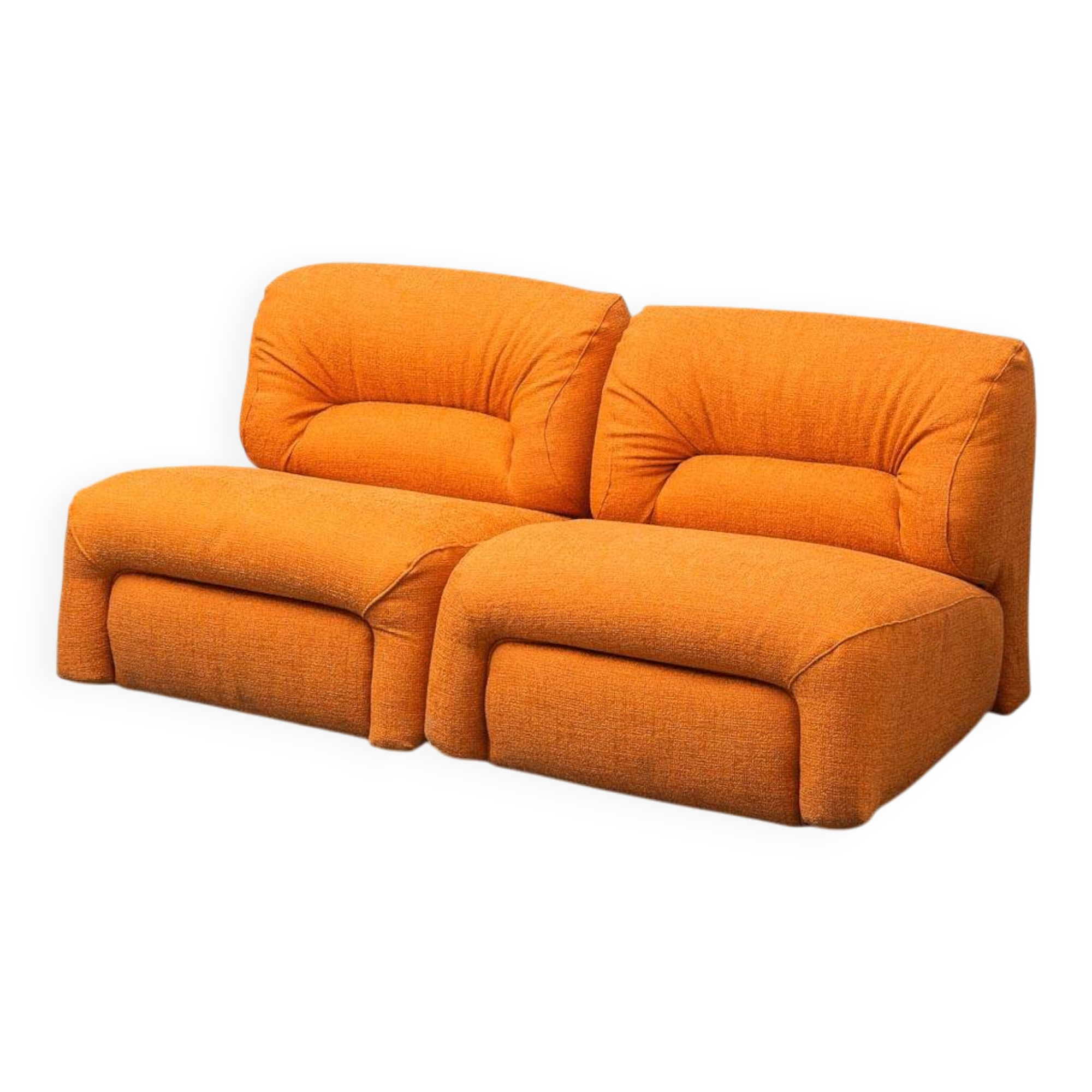 Modular 2-seater sofa in fabric, 1970s vintage modernism