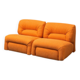 Modular 2-seater sofa in fabric, 1970s vintage modernism
