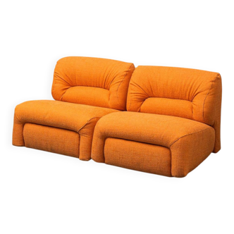 Modular 2-seater sofa in fabric, 1970s vintage modernism