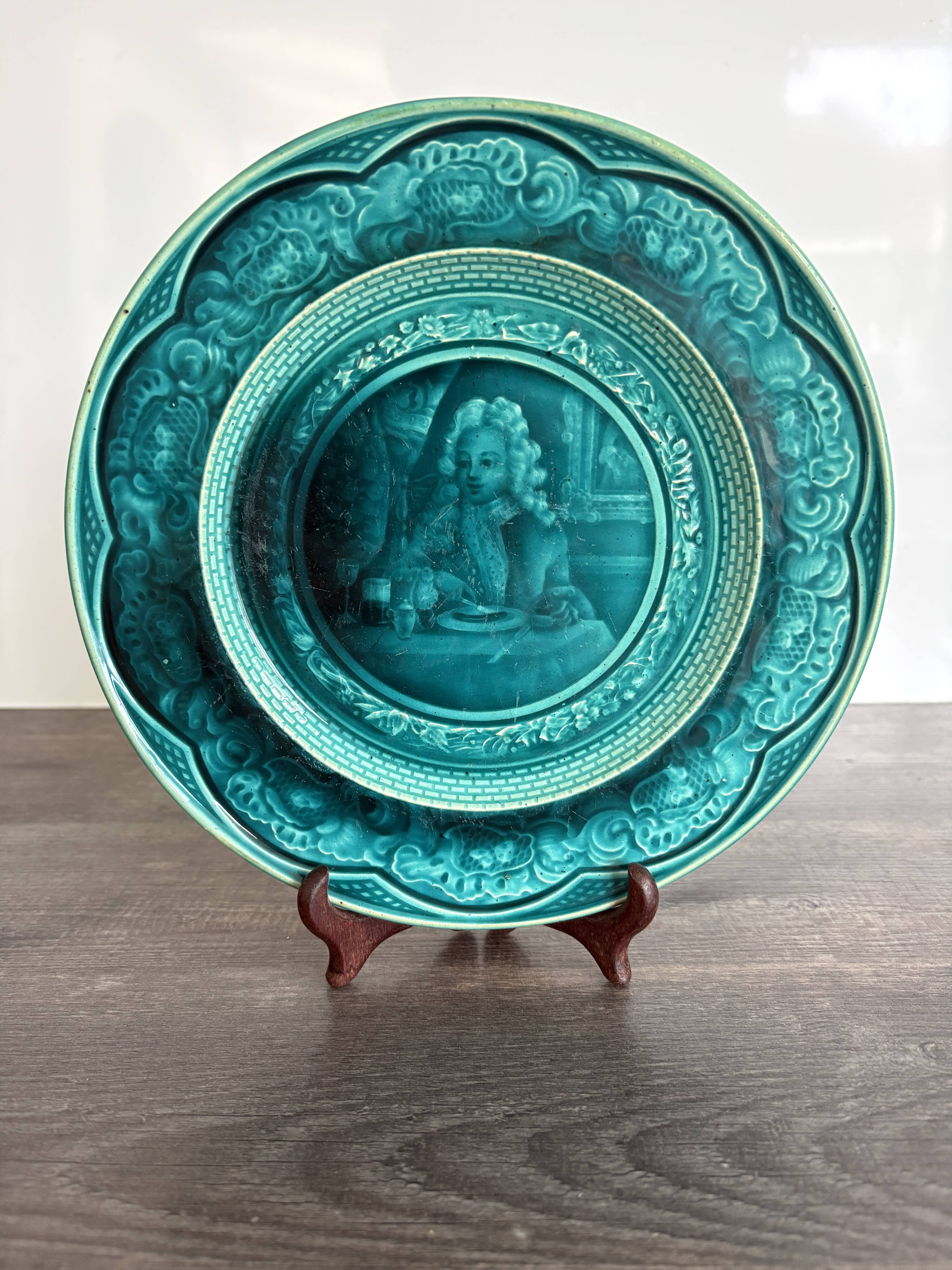 Collection Plate in Turquoise Majolica – Rubelle Ombre Enamel / A.D