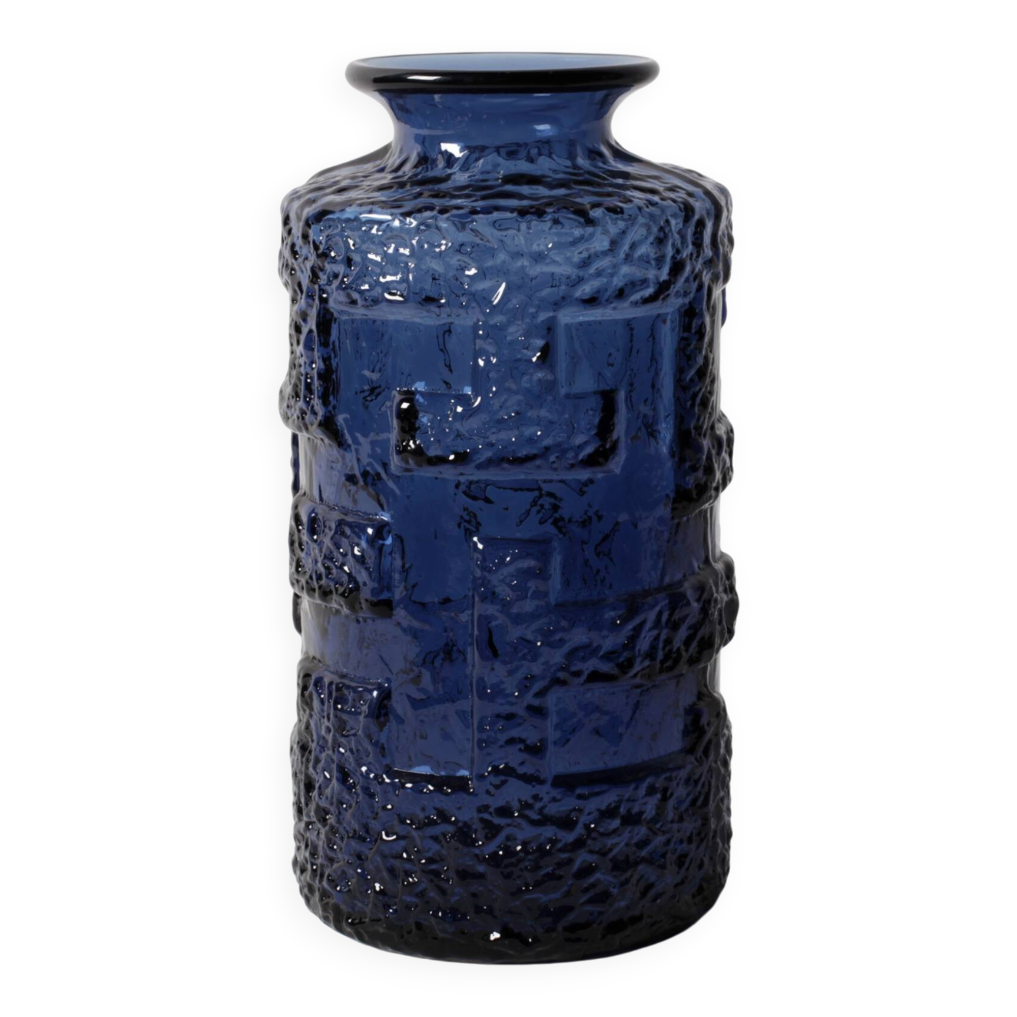 Glass Vase "Cobolt" by Göte Augustsson / Ruda Glasbruk / Sweden / 1970s