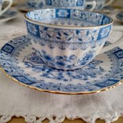 Set of 8 coffee cups and porcelain sub-cups Bavaria model China Blau