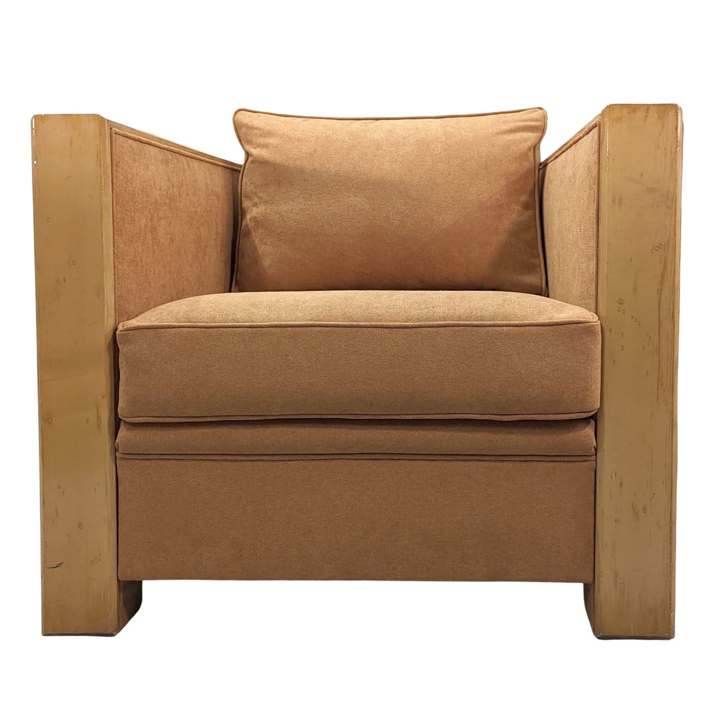 Club chairs Hugues Chevalier sycamore and suede