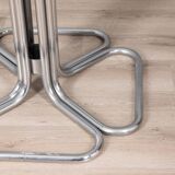 70s vintage square table in chromed metal and glass italian design